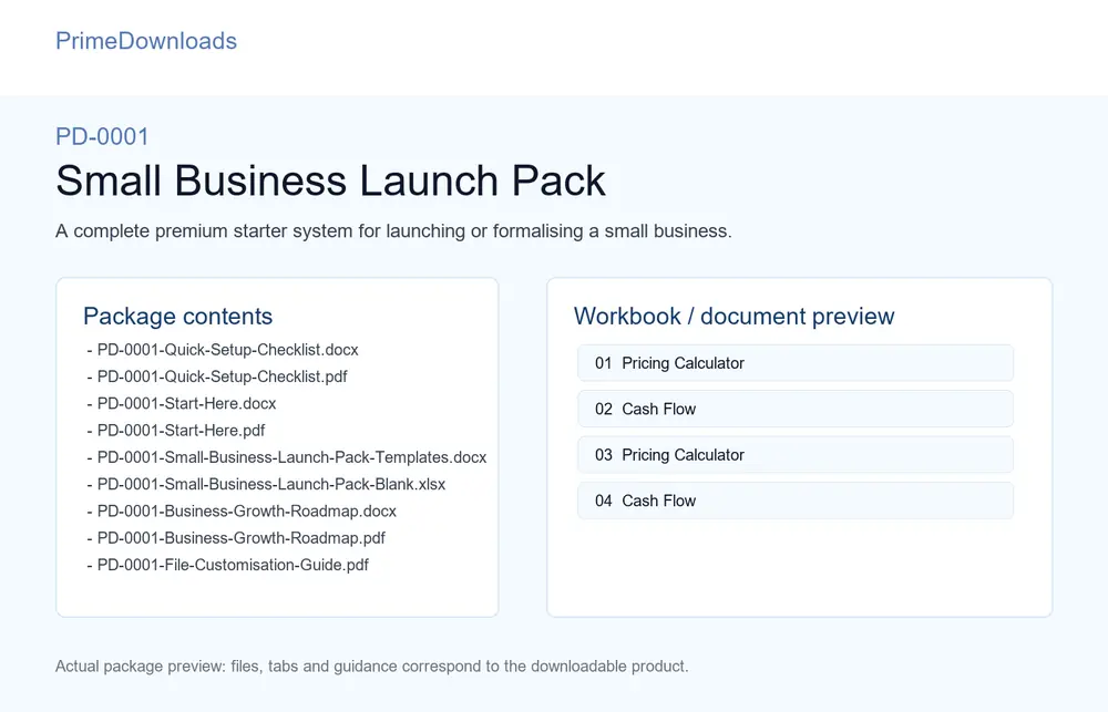 Small Business Launch Pack preview