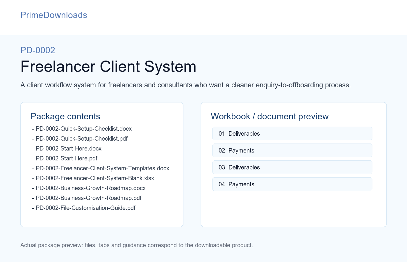 PD-0002 Freelancer Client System preview