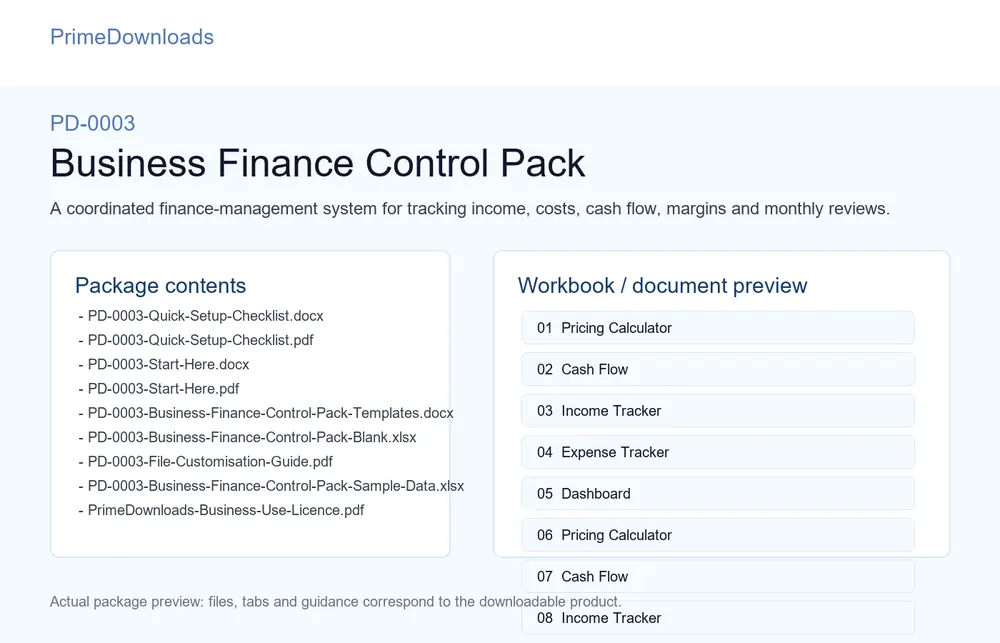 Business Finance Control Pack preview