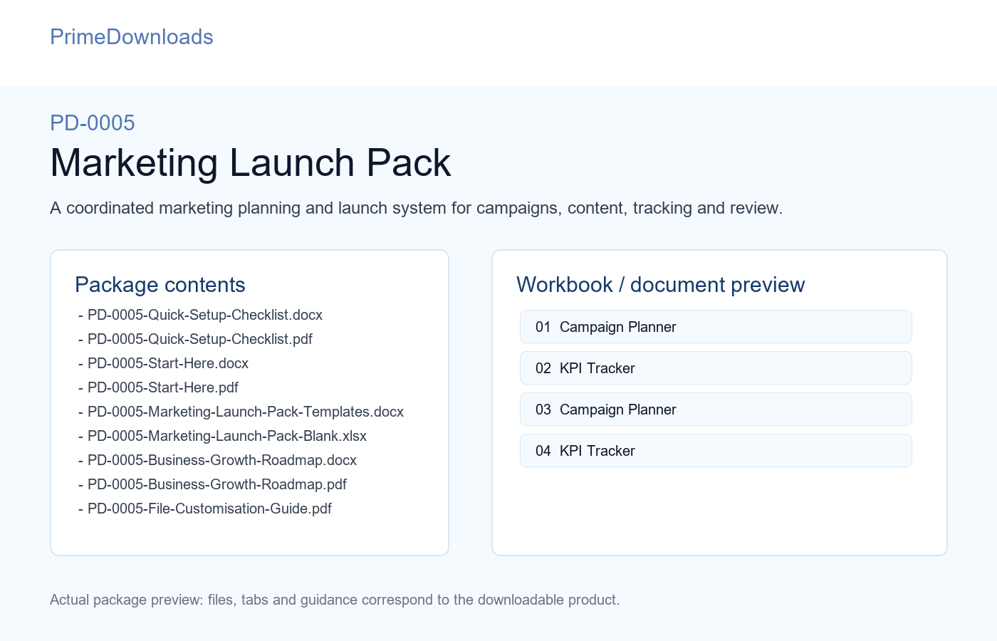 PD-0005 Marketing Launch Pack preview