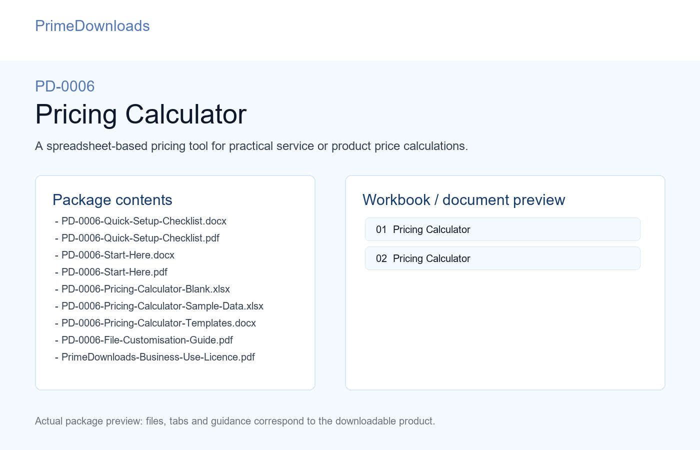 PD-0006 Pricing Calculator preview