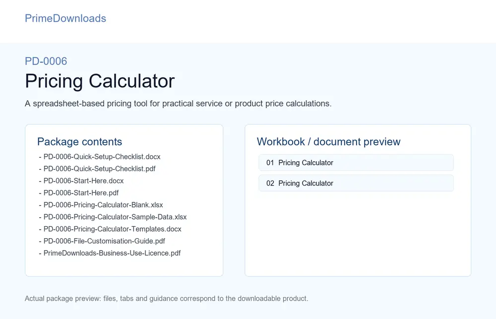 Pricing Calculator preview