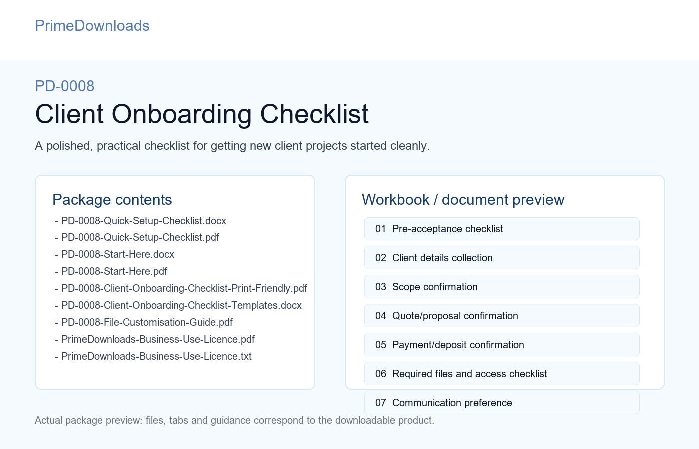 PD-0008 Client Onboarding Checklist preview