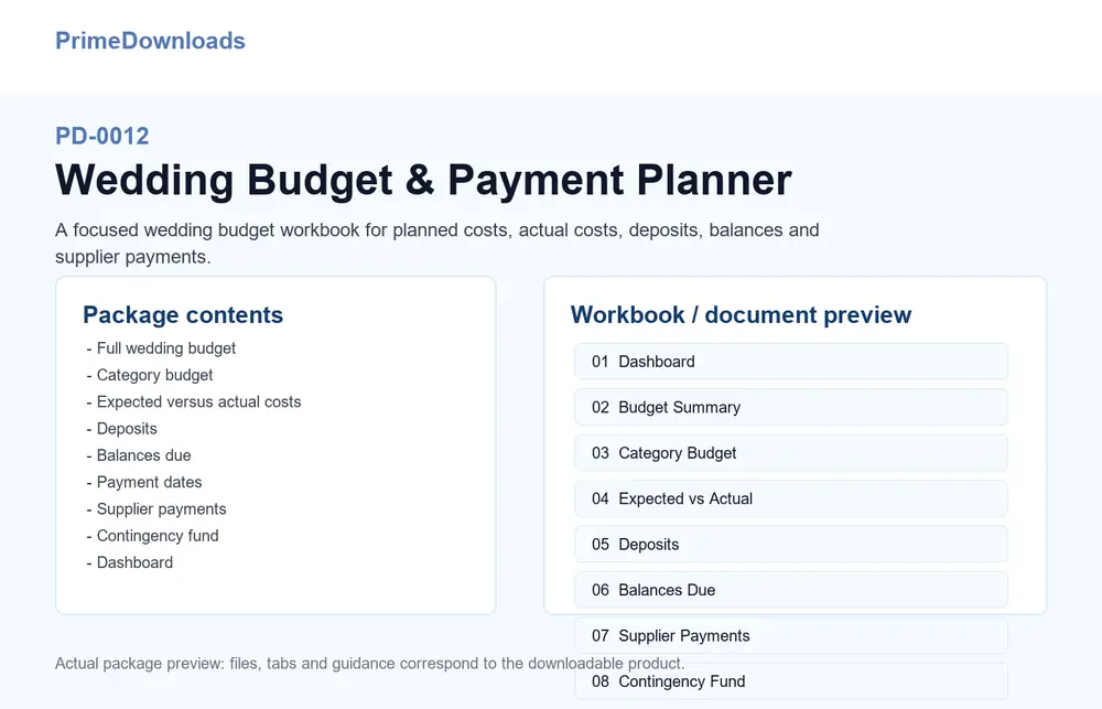 Wedding Budget & Payment Planner preview