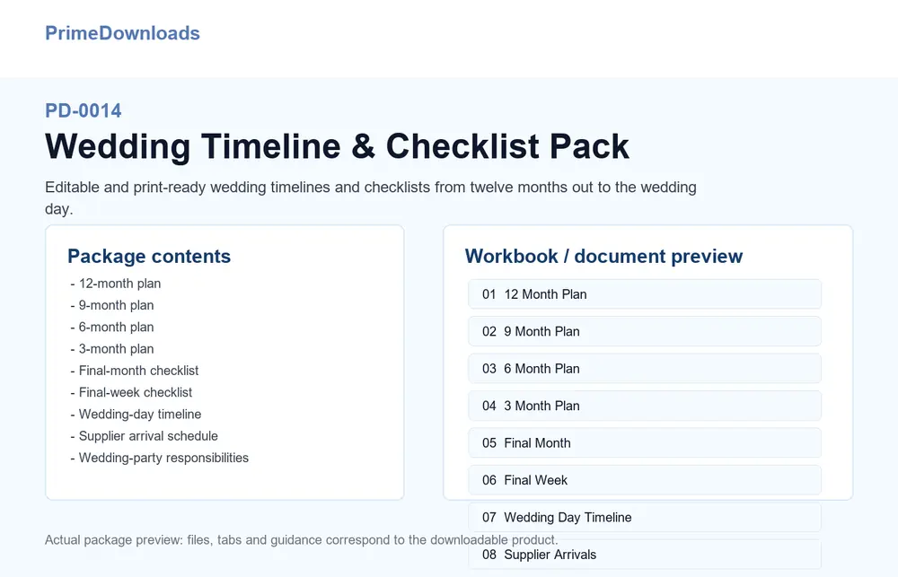 Wedding Timeline & Checklist Pack preview