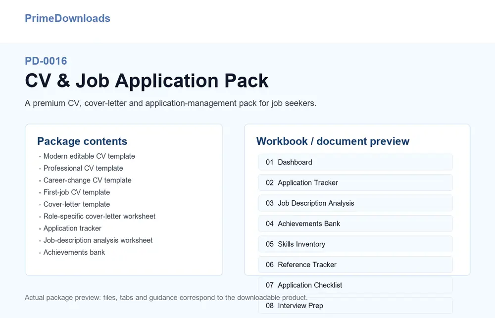 CV & Job Application Pack preview