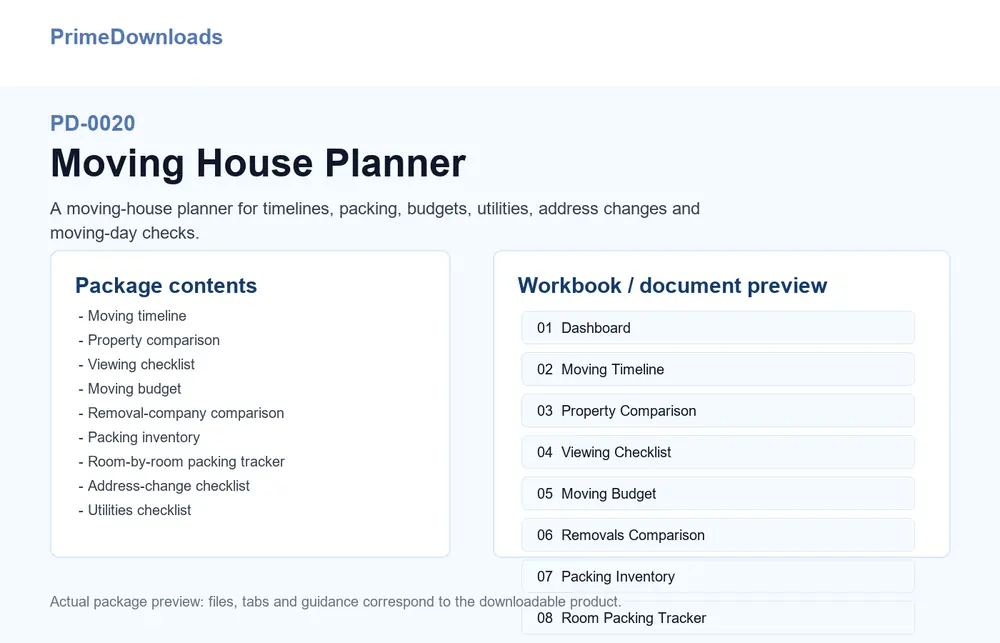 Moving House Planner preview