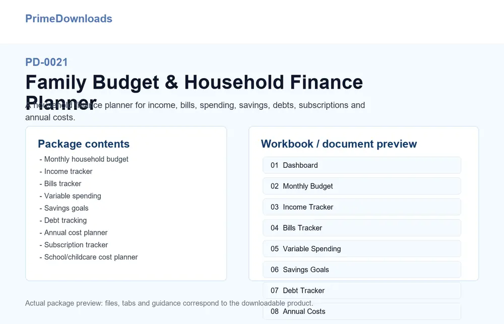 Family Budget & Household Finance Planner preview