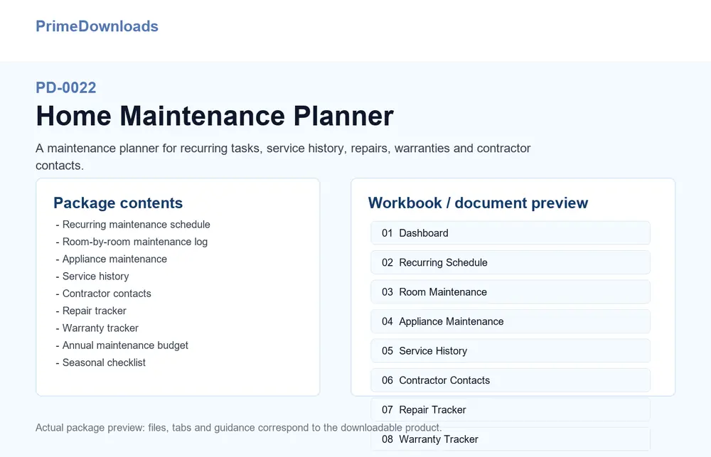 Home Maintenance Planner preview